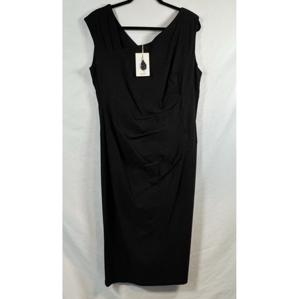 MUXXN Black Ruched Bodycon Midi Dress Sleeveless Women's 3X NWT Cocktail Party - Picture 2 of 12